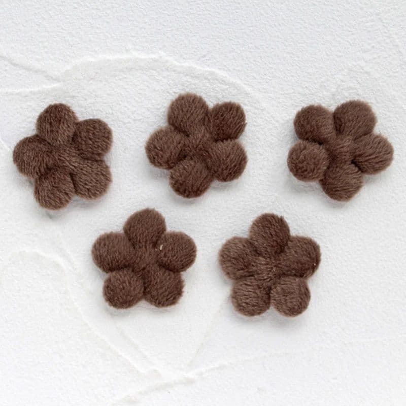 image-50Pcs 30mm Fur Padded Flower Applique for Handmade Crafts Ornament DIY Headwear Hair BB Clips Decor Acc Patches