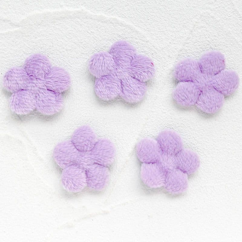 image-50Pcs 30mm Fur Padded Flower Applique for Handmade Crafts Ornament DIY Headwear Hair BB Clips Decor Acc Patches