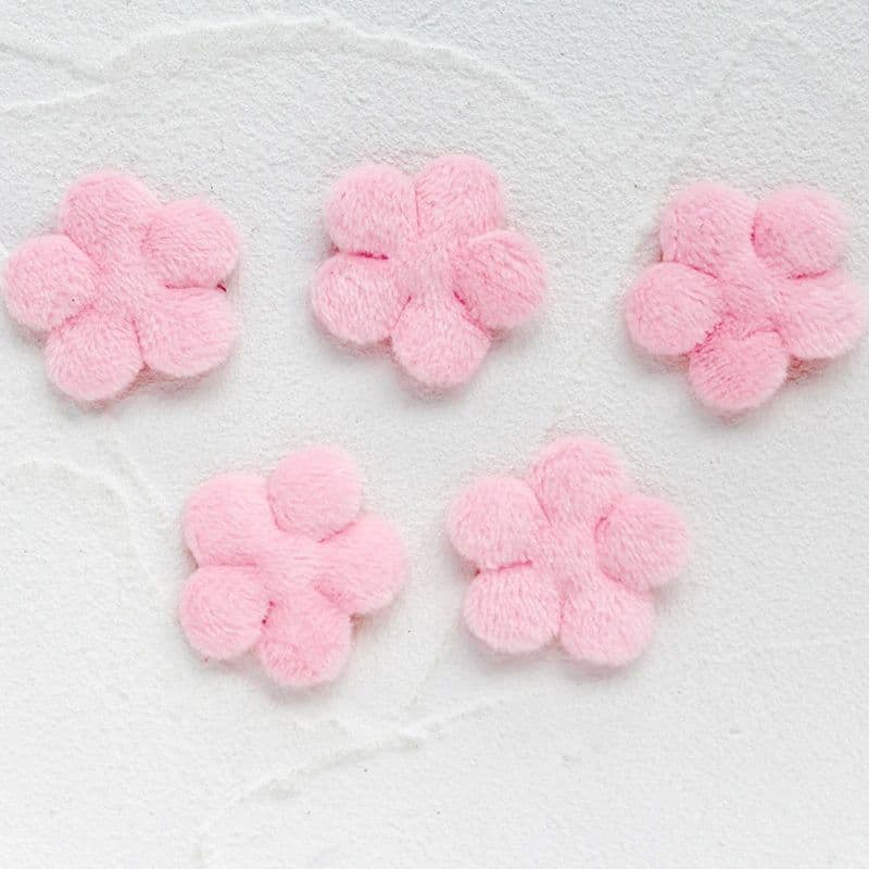image-50Pcs 30mm Fur Padded Flower Applique for Handmade Crafts Ornament DIY Headwear Hair BB Clips Decor Acc Patches