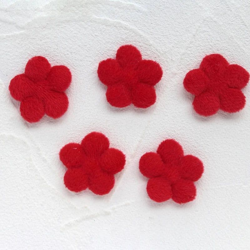 image-50Pcs 30mm Fur Padded Flower Applique for Handmade Crafts Ornament DIY Headwear Hair BB Clips Decor Acc Patches