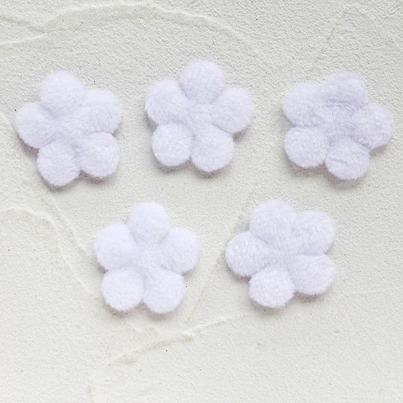 image-50Pcs 30mm Fur Padded Flower Applique for Handmade Crafts Ornament DIY Headwear Hair BB Clips Decor Acc Patches