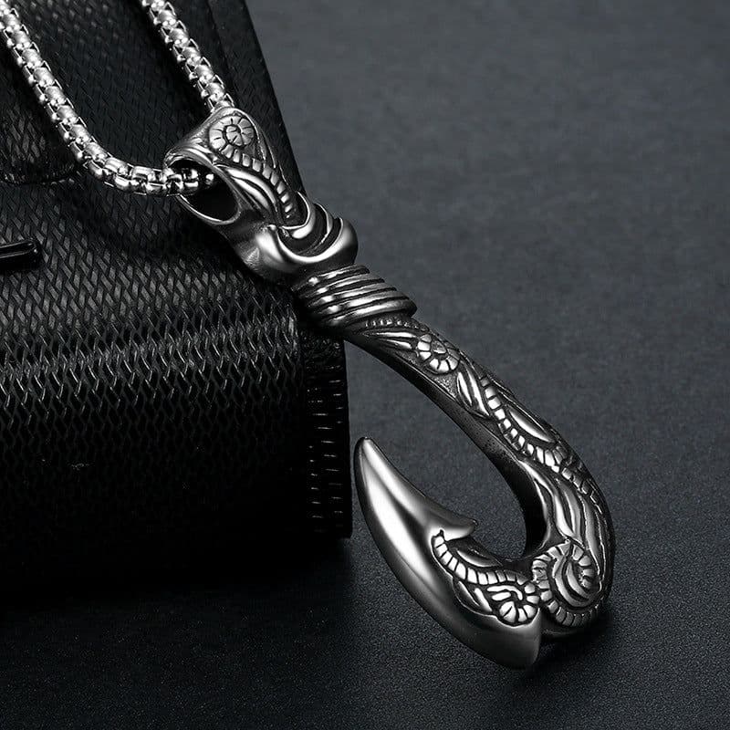 image-Titanium Steel Fishhook Pendant Necklace - Silver
