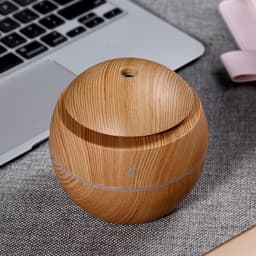 image-Round Humidifier Mushroom Wood Grain Aroma Diffuser MG-01 - White