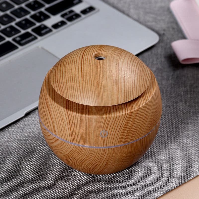 image-Round Humidifier Mushroom Wood Grain Aroma Diffuser MG-01 - White