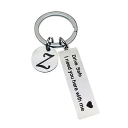 image-Drive Safe Stainless Steel Keychain - 26 Letters Plate, 11*37MM