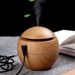 image-Round Humidifier Mushroom Wood Grain Aroma Diffuser MG-01 - White