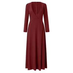 image-Cross-border European and American dress V-neck long-sleeved big swing tie slim temperament long skirt women's spot multi-color