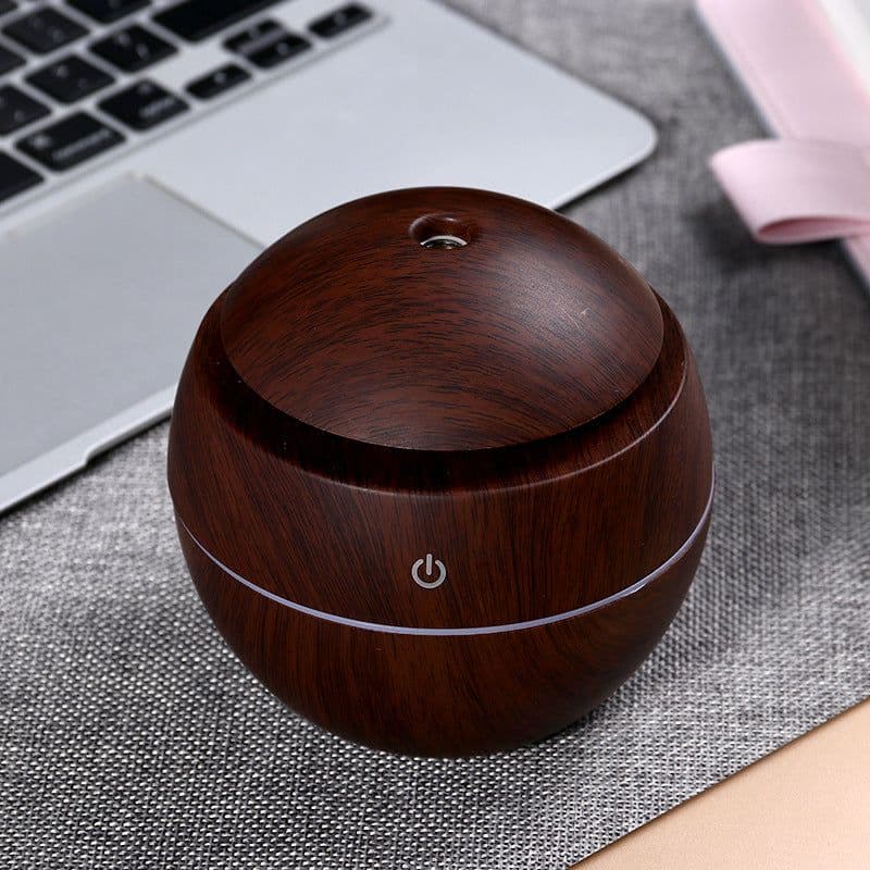 image-Round Humidifier Mushroom Wood Grain Aroma Diffuser MG-01 - White