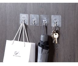 image-Nail-Free Transparent Hook for Wall Hanging - Strong Load-Bearing