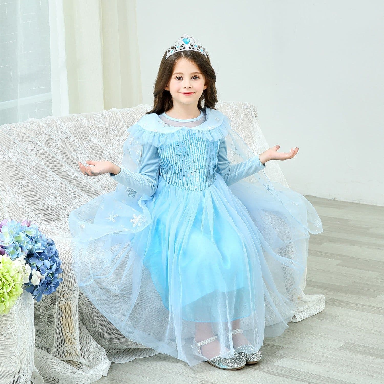 image-Frozen Princess Dress Elsa Girls Long-Sleeve 3-8Y