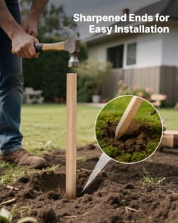 image-VEVOR Piquets de Clôture Jardin en Bois, Lot de 50, Poteaux Bois à Pointe 19,05 x 19,05 x 914,4 mm, Piquets pour Clôtures Anti-érosion, Délimiter les Zones de Jardin, Support de Croissance des Plantes