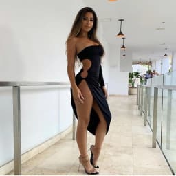 image-2020 Amazon Europe and America cross-border one-shoulder long-sleeved sexy hollow slit dress