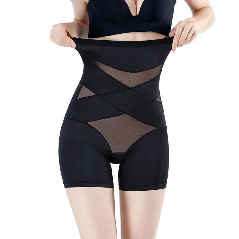 image-Abdomen panties women's body sculpting, four-corner high-waist hip-lifting waist boxer briefs, small belly, postpartum shaping, anti-glare body
