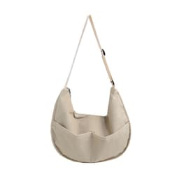 image-Retro Corduroy Dumpling Bag - Large Velvet Art Bag - Coffee Color