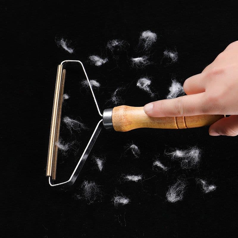 image-Fabric Shaver - Wooden Handle Hair Remover