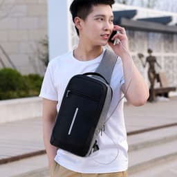 image-Anti-theft USB charging chest bag with you
