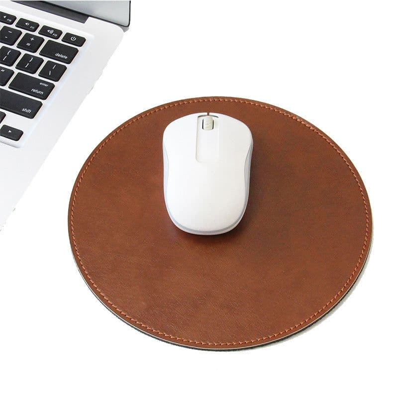 image-Leather Mouse Pad - Brown 20x20cm PU Non-Slip