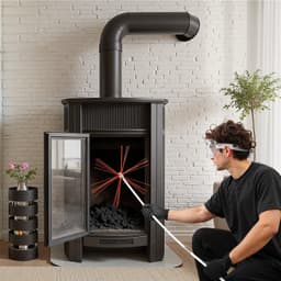 image-VEVOR Chimney Sweep Kit, 26 ft Maximum Extendable Length Chimney Brush, Chimneys Cleaning Kit with Bristle Replacements & Goggles, 90° Bendable Fireplace Cleaning Tool, for Square, Rectangle Chimneys