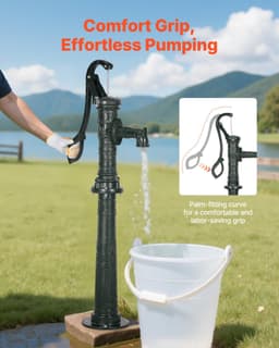 image-VEVOR Well Hand Pitcher Pump, 20 ft Max Lift, Antique Cast Iron Manual Hand Water Pump with Heightening Base, NPT 1-1/4 in Connection, Easy Installation, for Outdoor Garden, Pond, Yard, Farm, Green