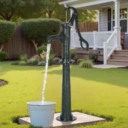 image-VEVOR Well Hand Pitcher Pump, 20 ft Max Lift, Antique Cast Iron Manual Hand Water Pump with Heightening Base, NPT 1-1/4 in Connection, Easy Installation, for Outdoor Garden, Pond, Yard, Farm, Green