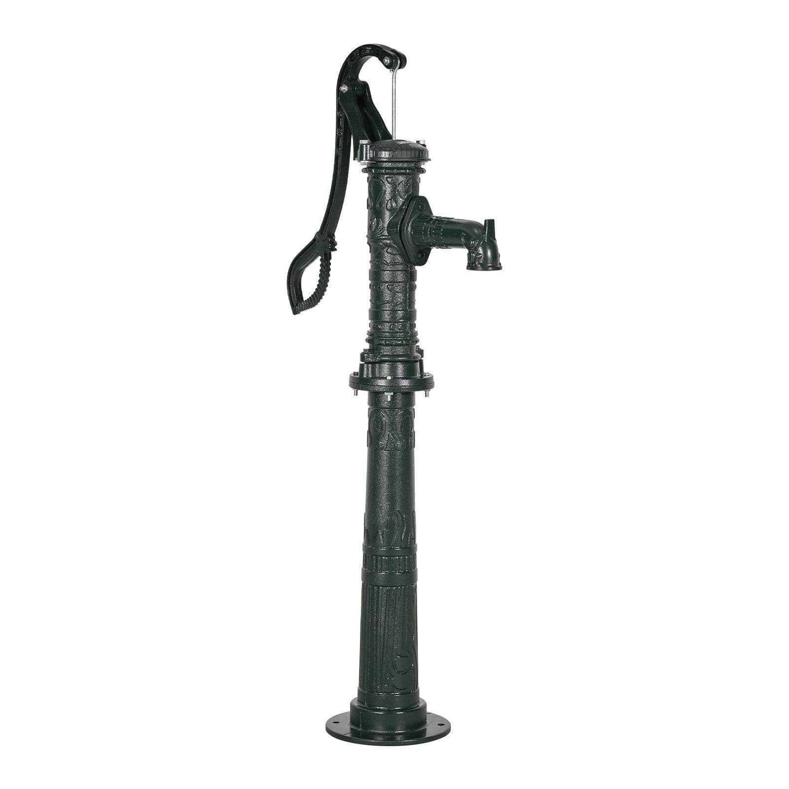 image-VEVOR Well Hand Pitcher Pump, 20 ft Max Lift, Antique Cast Iron Manual Hand Water Pump with Heightening Base, NPT 1-1/4 in Connection, Easy Installation, for Outdoor Garden, Pond, Yard, Farm, Green