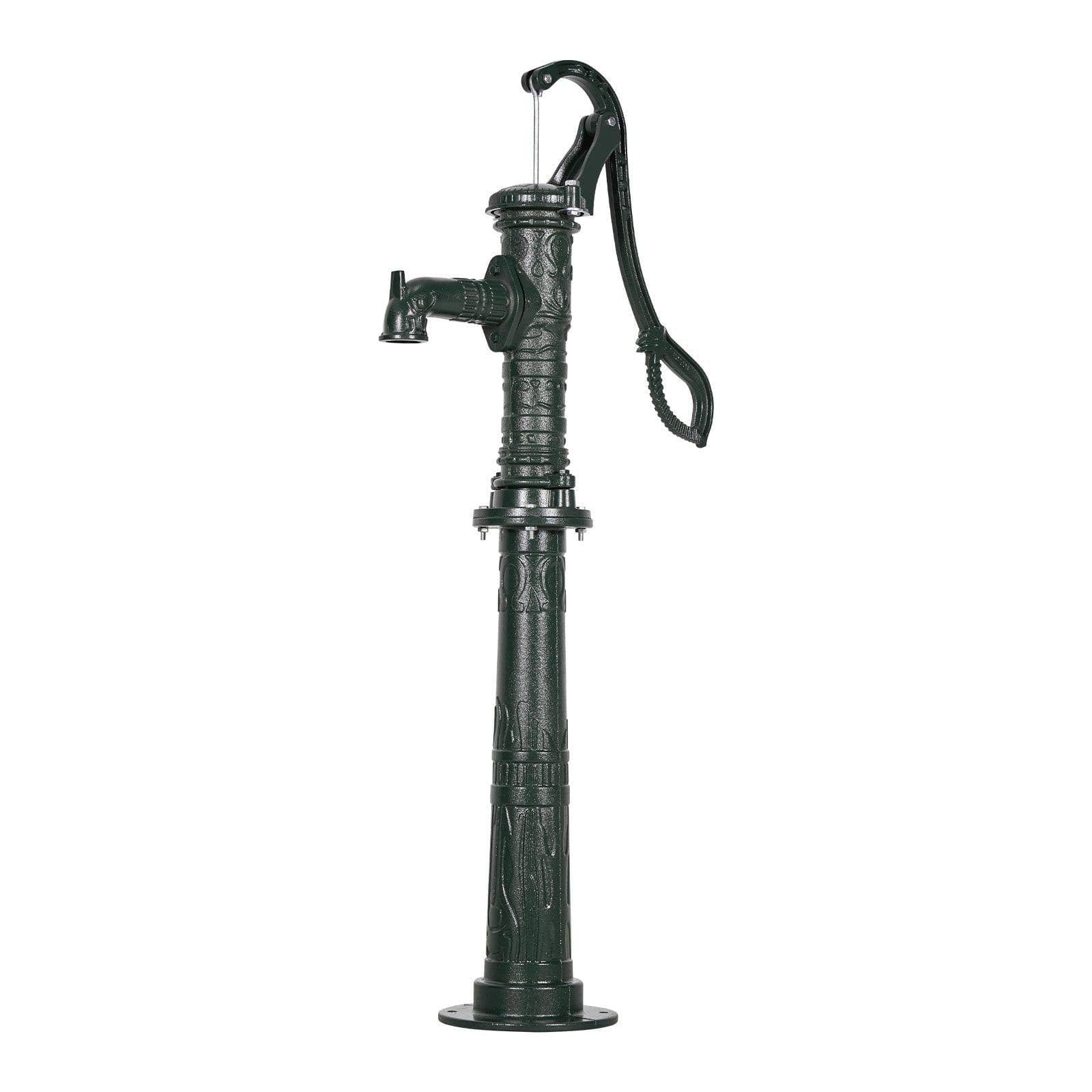 image-VEVOR Well Hand Pitcher Pump, 20 ft Max Lift, Antique Cast Iron Manual Hand Water Pump with Heightening Base, NPT 1-1/4 in Connection, Easy Installation, for Outdoor Garden, Pond, Yard, Farm, Green