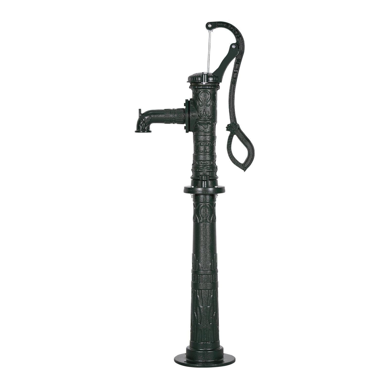 image-VEVOR Well Hand Pitcher Pump, 20 ft Max Lift, Antique Cast Iron Manual Hand Water Pump with Heightening Base, NPT 1-1/4 in Connection, Easy Installation, for Outdoor Garden, Pond, Yard, Farm, Green