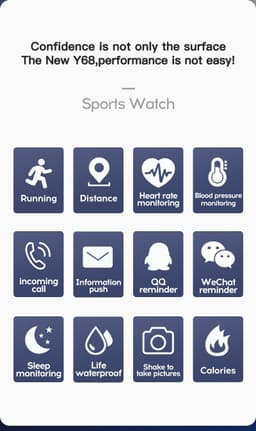 image-Y68 Smart Bracelet - Heart Rate Blood Pressure Silver