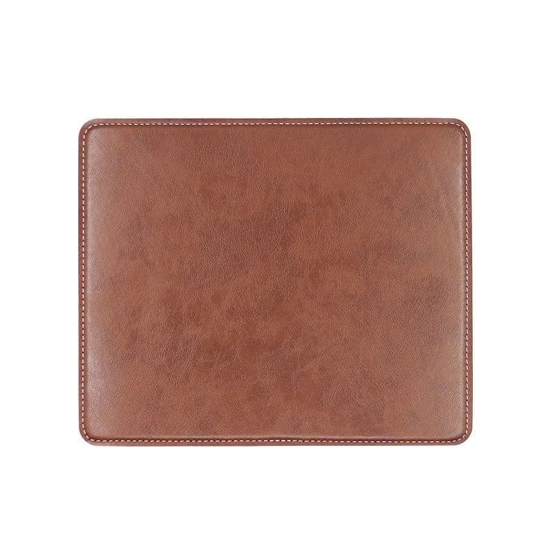 image-Leather Mouse Pad - Brown 20x20cm PU Non-Slip