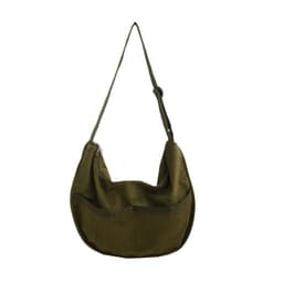 image-Retro Corduroy Dumpling Bag - Large Velvet Art Bag - Coffee Color