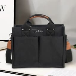 image-Canvas Shoulder Bag - Black Square Messenger
