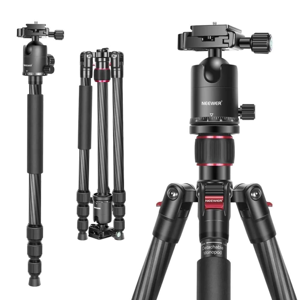 image-Carbon Fiber 66"/168cm Lightweight Portable Camera Tripod Stand