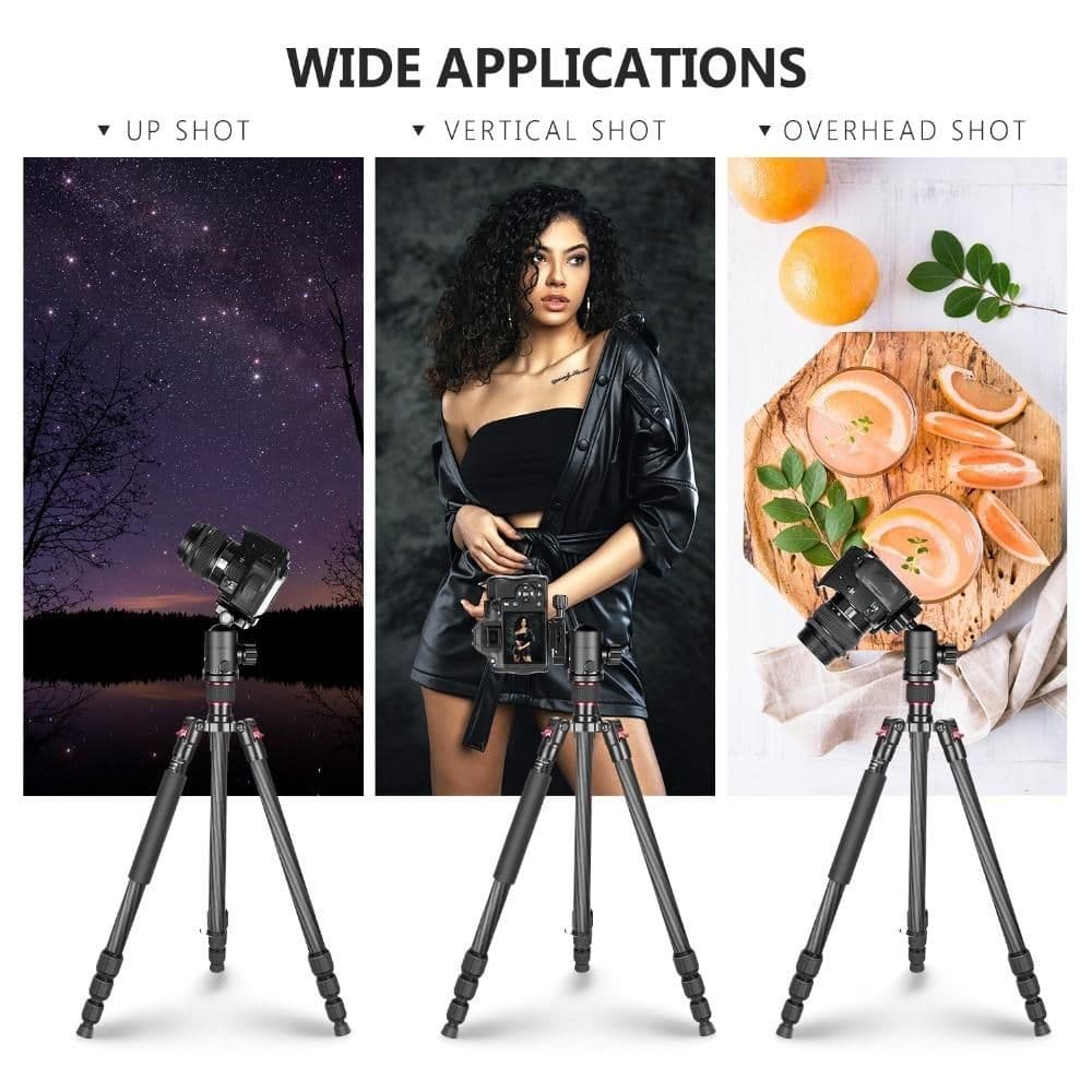 image-Carbon Fiber 66"/168cm Lightweight Portable Camera Tripod Stand
