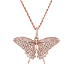 image-European and American pink butterfly small pendant Butterfly hip-hop men and women couple necklace accessories sweater chain Jin O