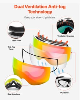 image-VEVOR Frameless Ski Goggles - Pink Revo Lens OTG Anti-fog