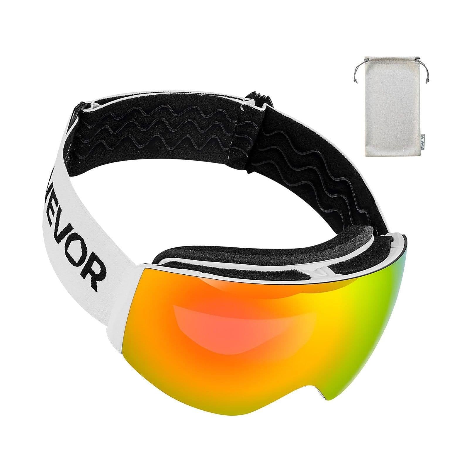 image-VEVOR Frameless Ski Goggles - Pink Revo Lens OTG Anti-fog