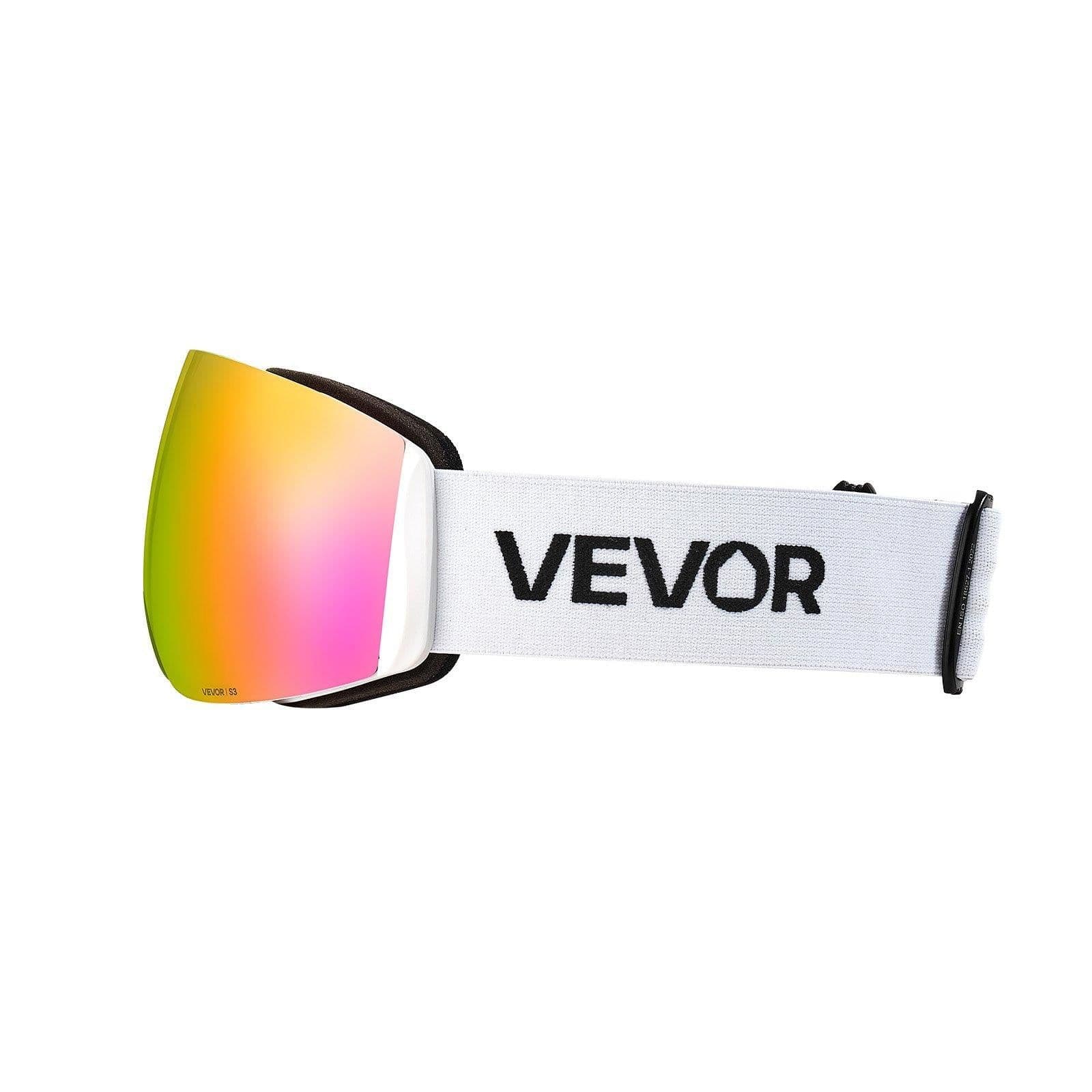 image-VEVOR Frameless Ski Goggles - Pink Revo Lens OTG Anti-fog