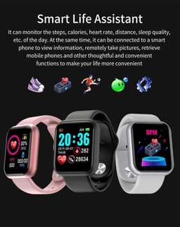 image-Y68 Smart Bracelet - Heart Rate Blood Pressure Silver