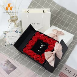 image-Eternal Rose Gift Box - 16 Roses White Paper