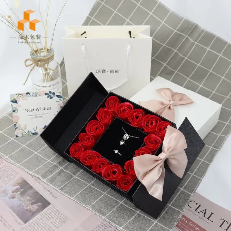 image-Eternal Rose Gift Box - 16 Roses White Paper