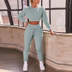 image-Fashion long sleeve jacket trousers two-piece suit
