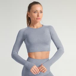 image-High-Elastic Yoga Fitness Clothing - Long Sleeves Dark Gray Women (65 characters)