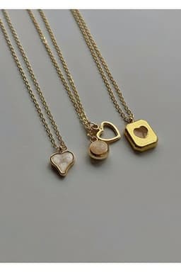image-3 Piece Heart Charm Necklace Set for Women Elegant Layered Jewelry