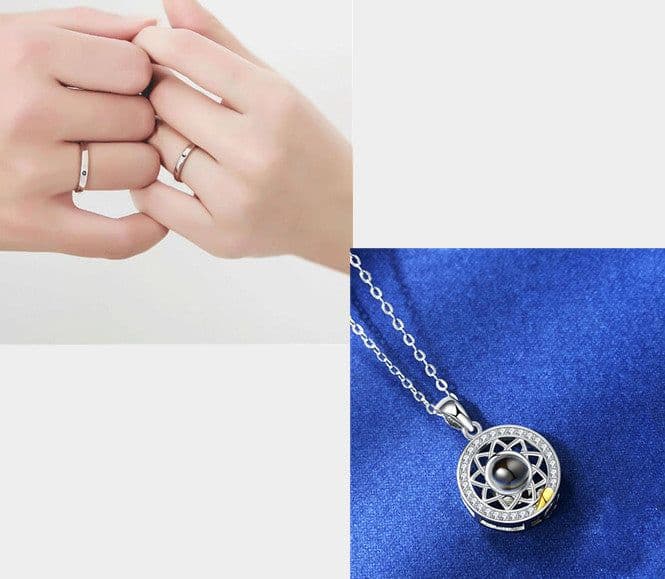 image-Sun Moon Shape Couple Personalized Necklaces Wedding Birthday Jewelry Languages I Love You Projection Pendant Necklace Gifts