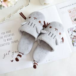 image-Gray Long Cat Slippers, Waterproof, Unisex, Thick-Soled, One Size Fits All