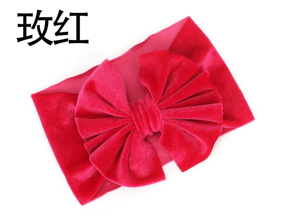 image-Yunsen Bow Headband - Gold Velvet Rose Red