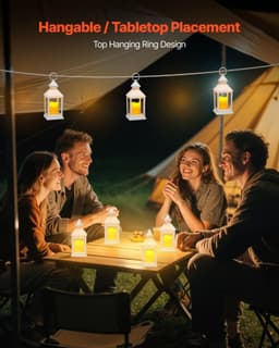 image-VEVOR 12 Pcs Decorative Candle Lantern, LED Electric Flameless Candle, Plastic LED Holder with Glass, Wall Hanging Indoor Porch Lanterns for Wedding Table Party Farmhouse Indoor Decor, White