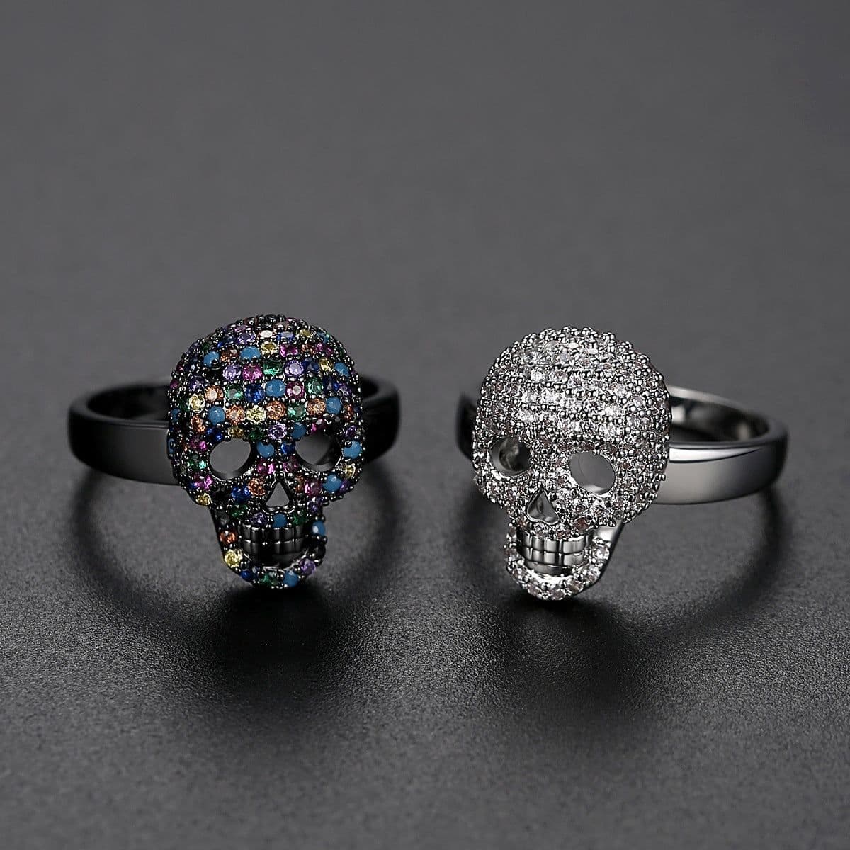 image-Tianmi Skull Ring Copper Zircon Unisex