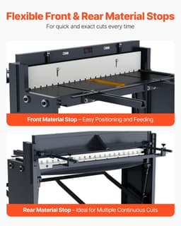 image-VEVOR Foot Stomp Sheet Metal Shear, 52 in Width Manual Floor Shear, with Soild Steel Frame, Adjustable Blade Gap, Material Stops, Foot-Pedal Control for Cutting Steel, Copper, Rebar, and Aluminum