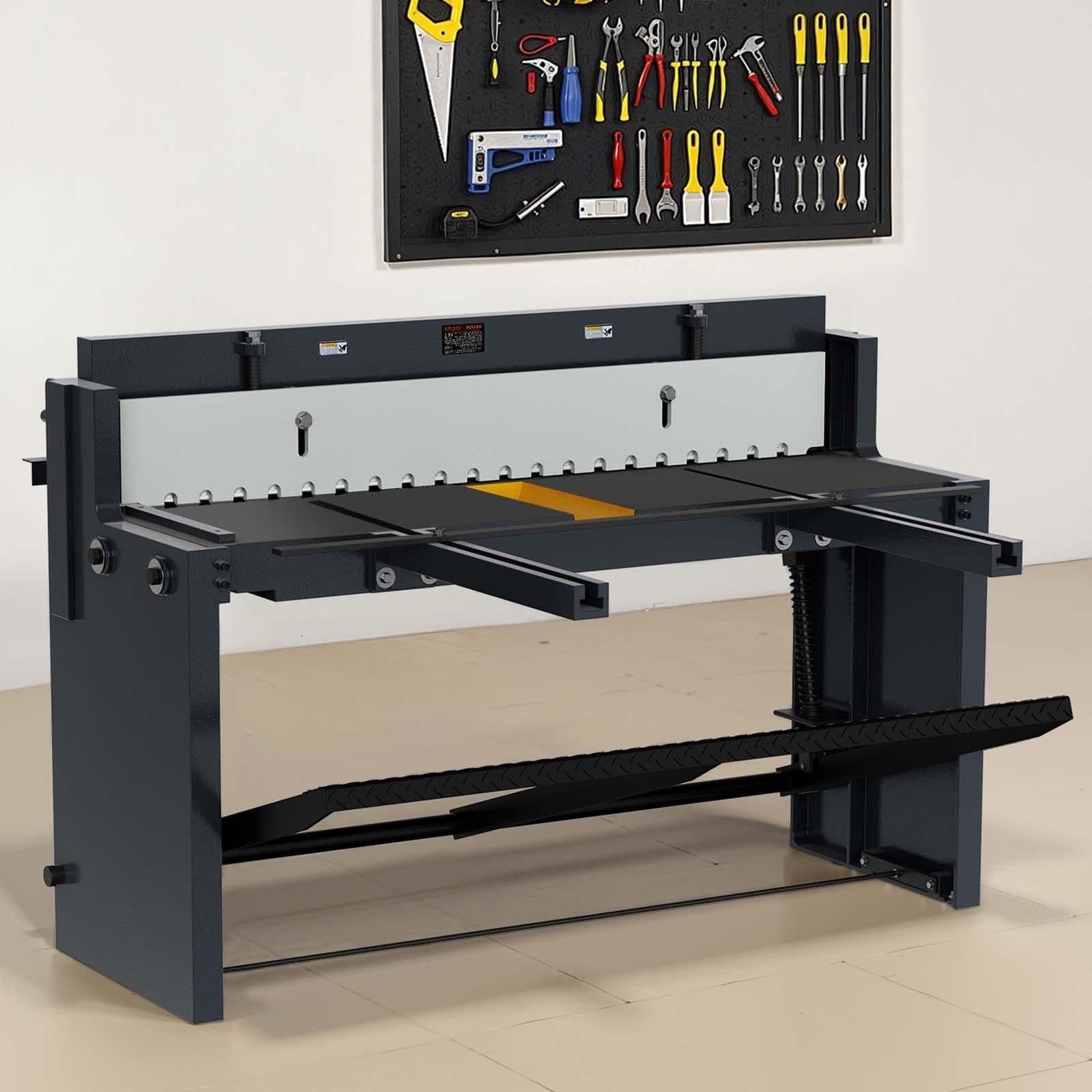 image-VEVOR Foot Stomp Sheet Metal Shear, 52 in Width Manual Floor Shear, with Soild Steel Frame, Adjustable Blade Gap, Material Stops, Foot-Pedal Control for Cutting Steel, Copper, Rebar, and Aluminum